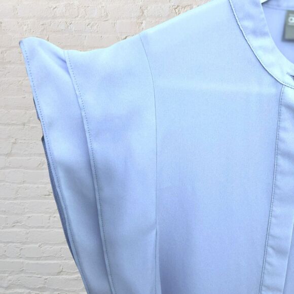ASOS Baby Blue Ruffle Mock Neck Blouse Size 6 - Picture 5 of 10